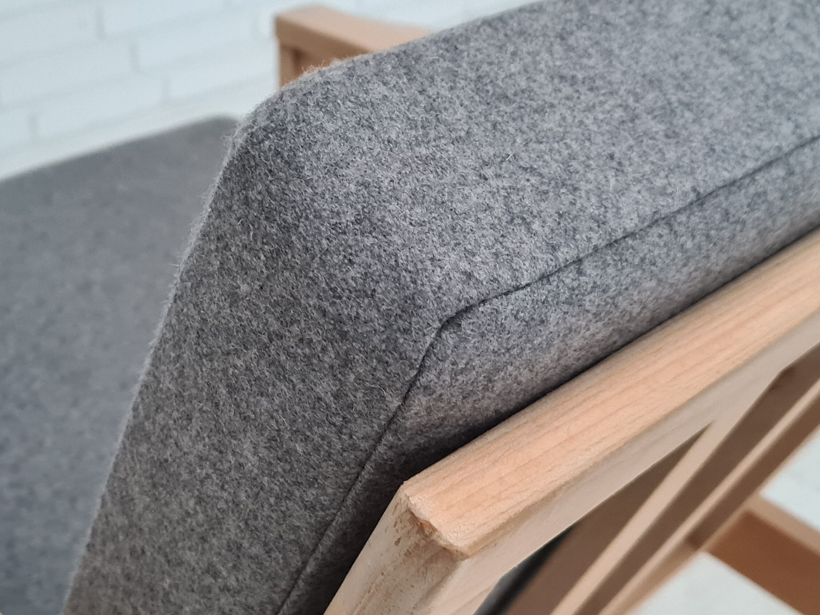 1970s, danish armchair, reupholstered, furniture wool, beech wood
