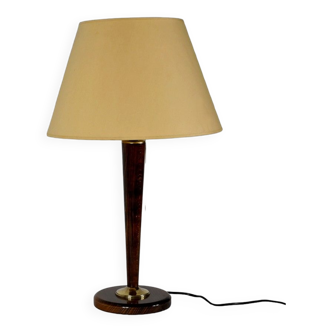 Lampe en acajou et laiton,- 1950