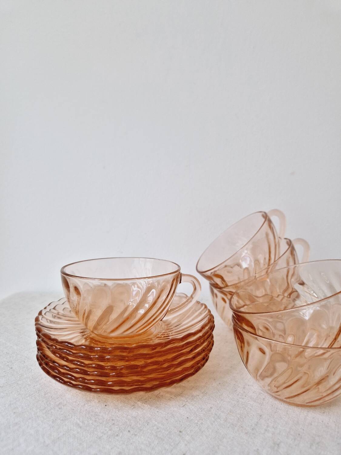 Set of 6 "Rosaline" coffee cups '70s - Arcoroc France vintage