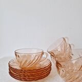 Set of 6 "Rosaline" coffee cups '70s - Arcoroc France vintage