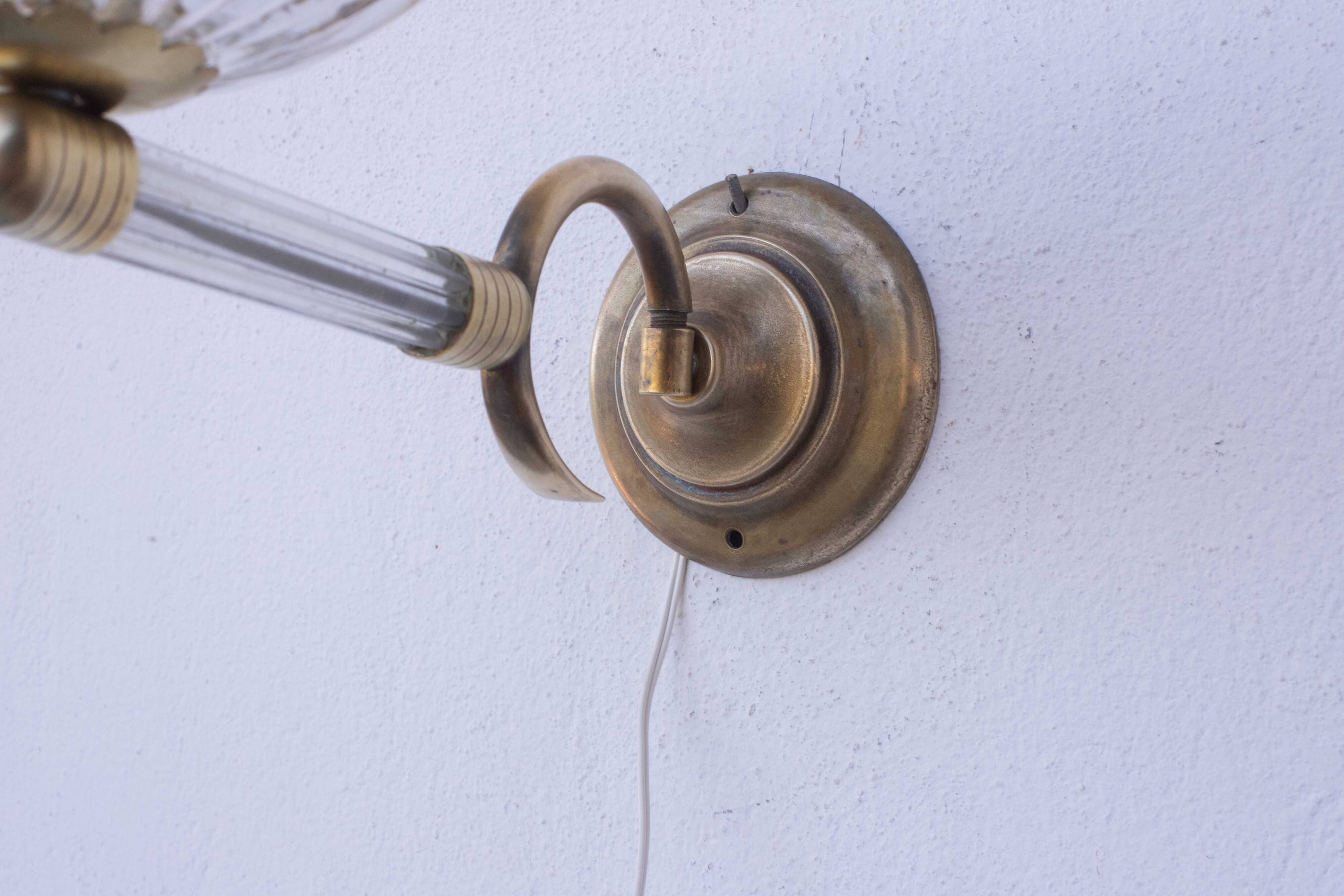 Set of 2 Wall Light Sconces by Barovier & Toso Glass Murano, Italy, 1950