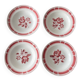 Lot 4 assiettes creuses Badonviller rouge – Vaisselle vintage bistrot