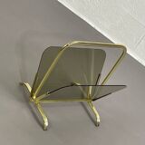 Magazine holder in brass and glass