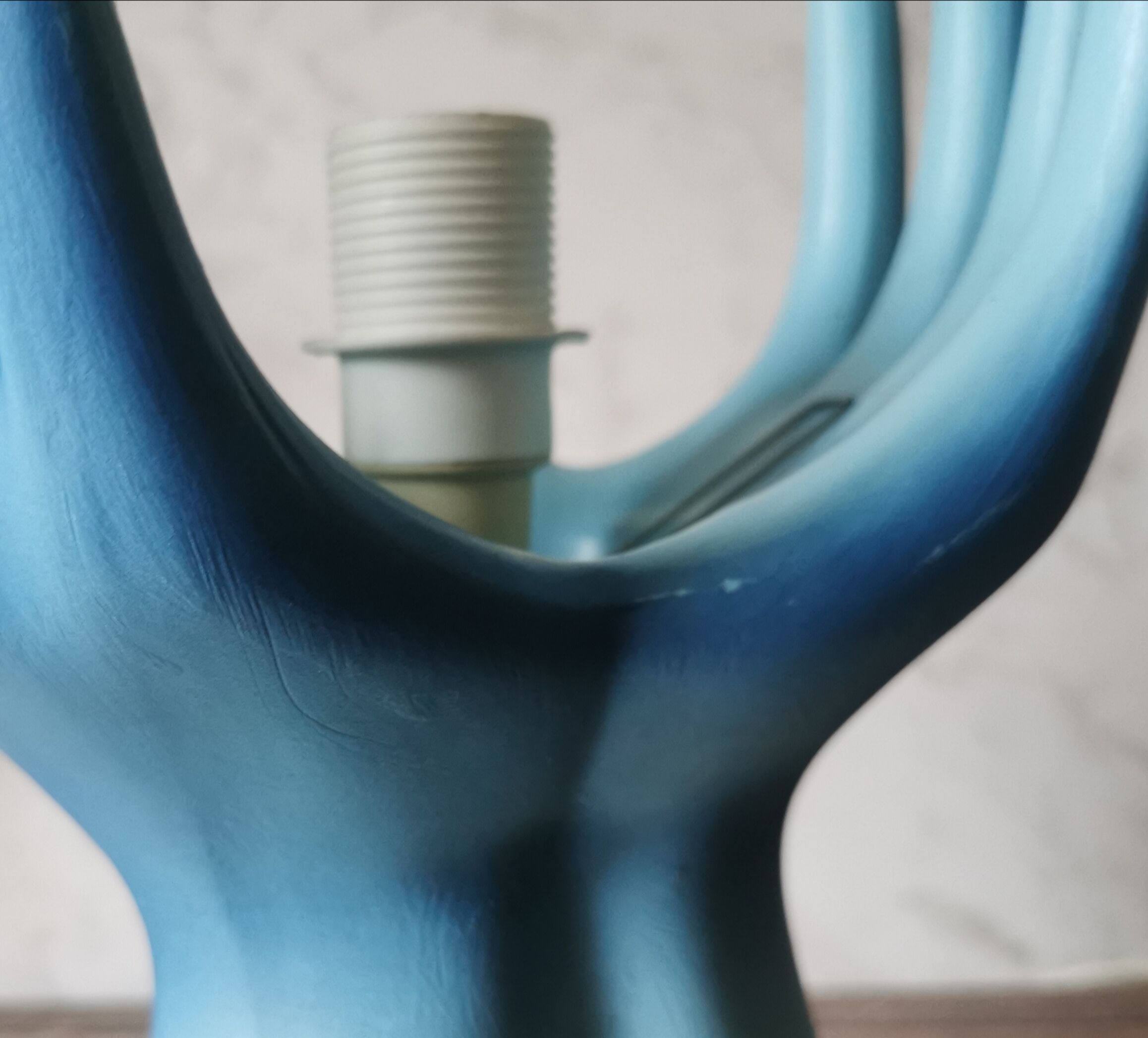 Blue ceramic hand lamp