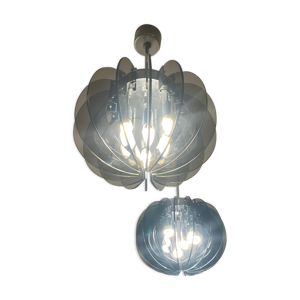 Paire de suspensions en verre fumé