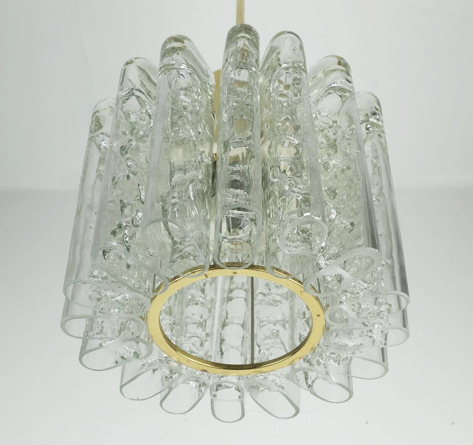 Doria mid century pendant light chandelier with 16 glass tubes 1960s