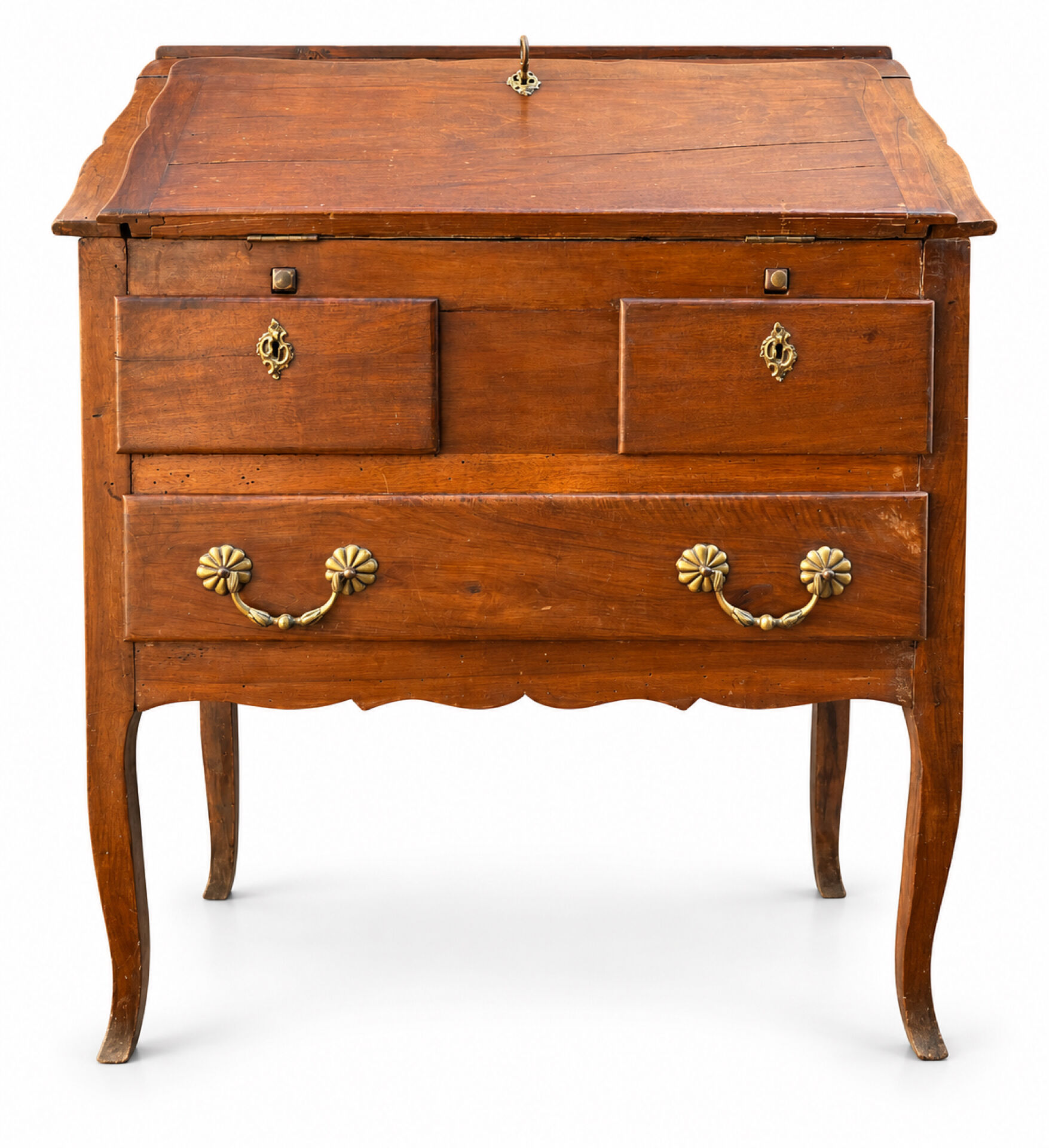 Secrétaire Louis XV en noyer XIXe siècle 