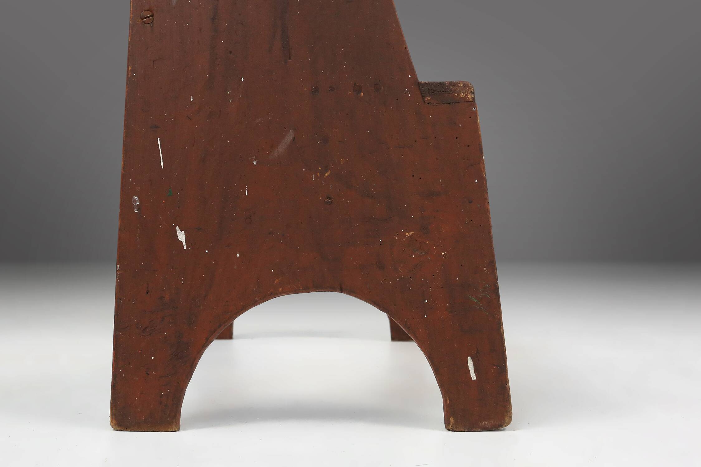 French Industrial Wooden Stepladder, 1900s