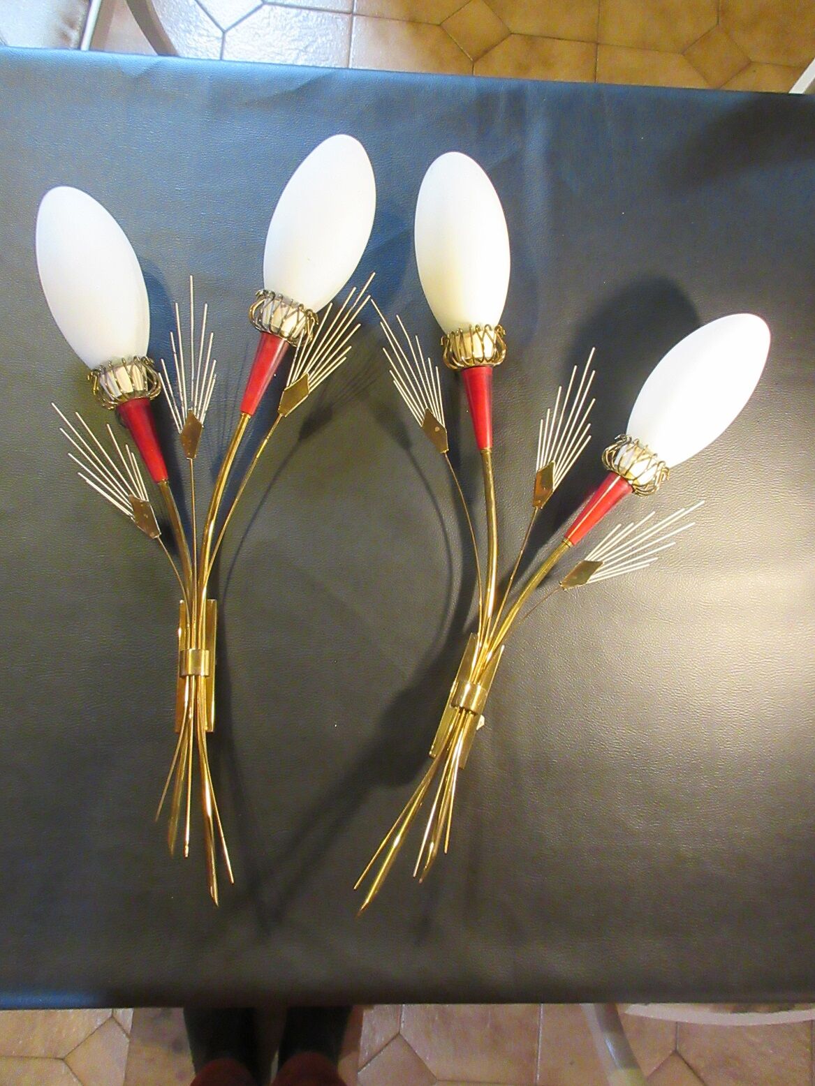 Pair of muguet sconces by Lunel 1950s