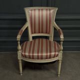 Fauteuil cabriolet Directoire gris rechampi première partie du XIXe