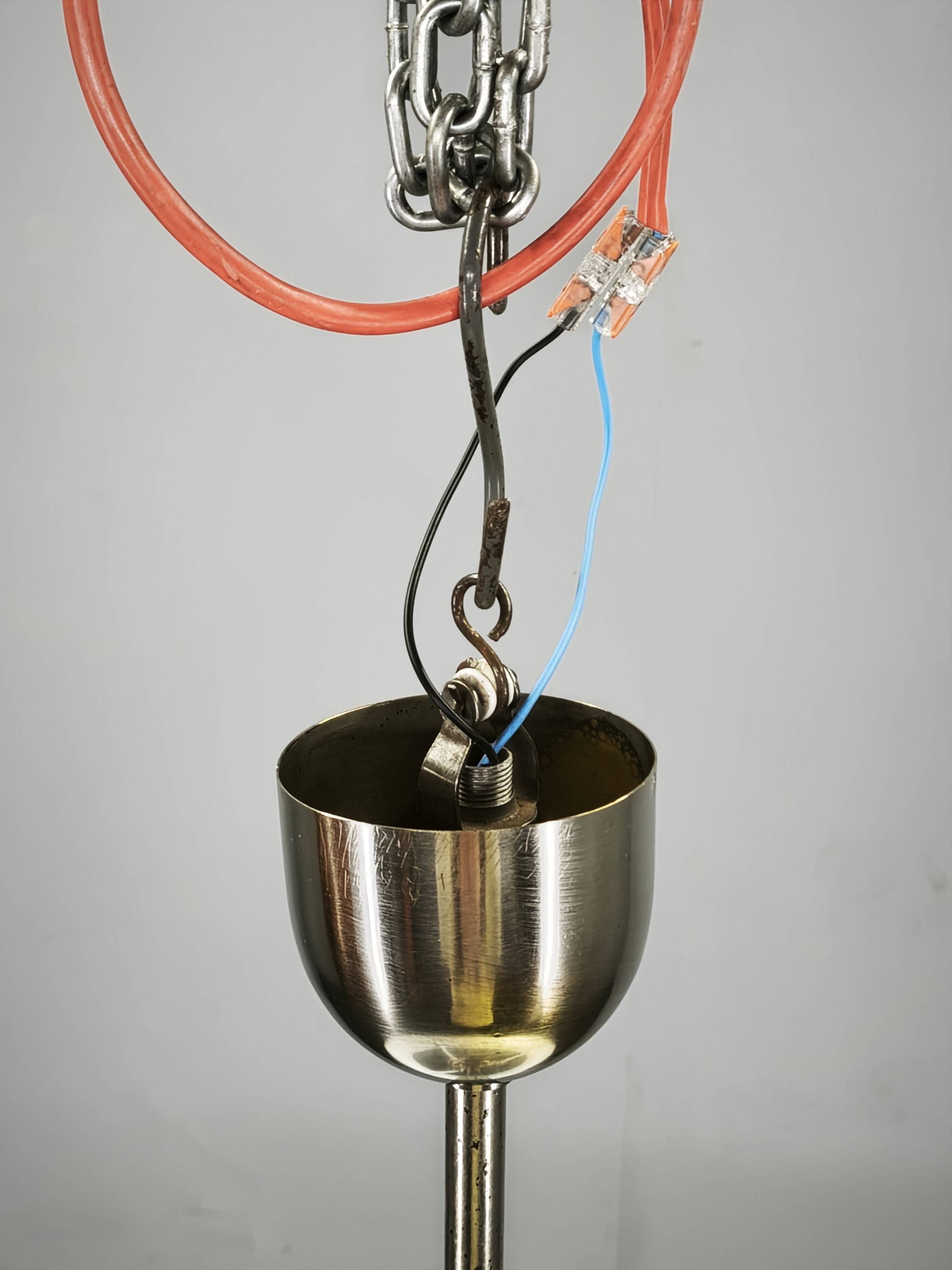 1930s Bauhaus Chrome and Glass Pendant Light from Czechoslovakia