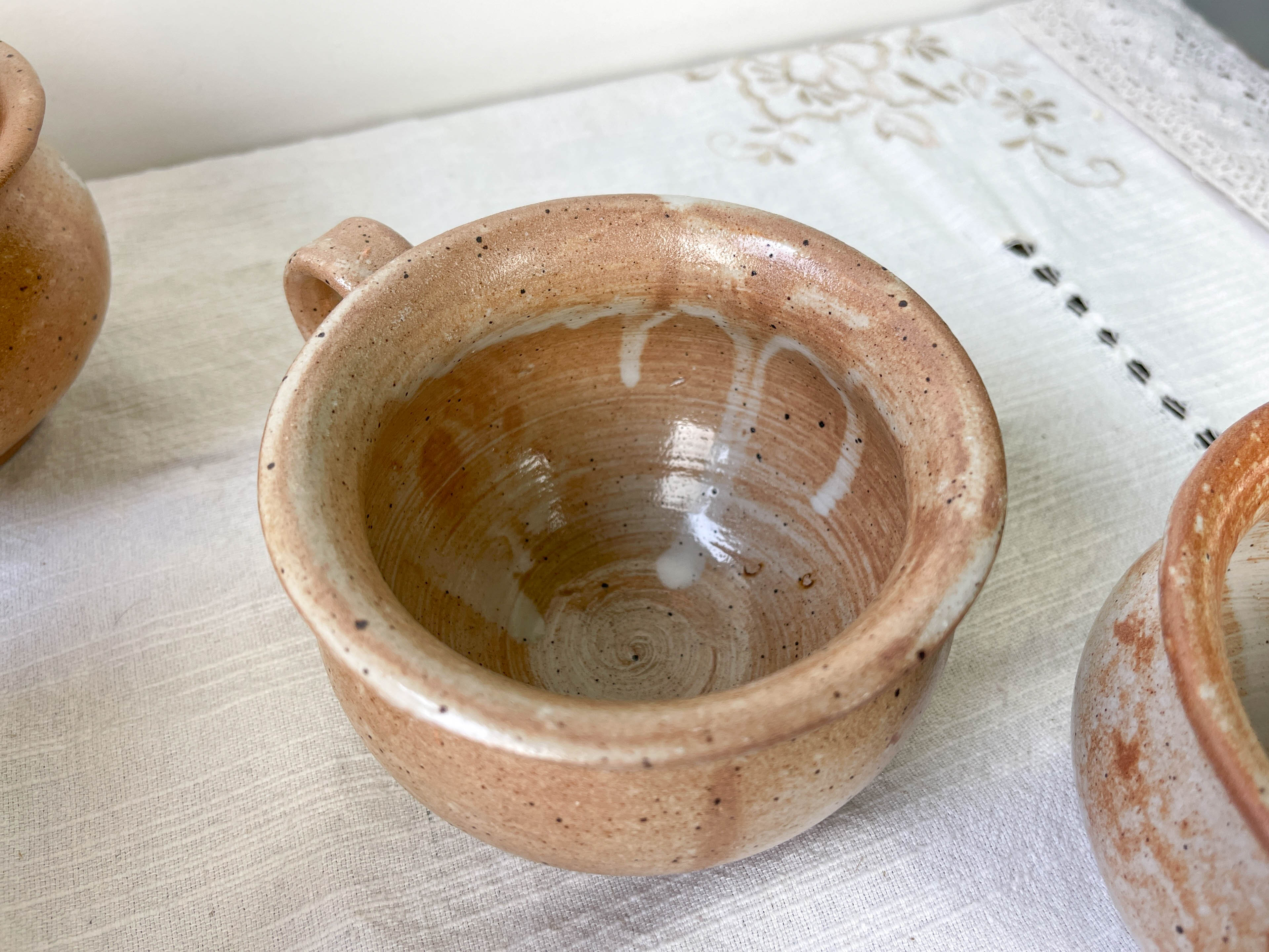 8 cups in vintage enamelled stoneware