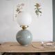 Lampe céramique mouchetée & opaline