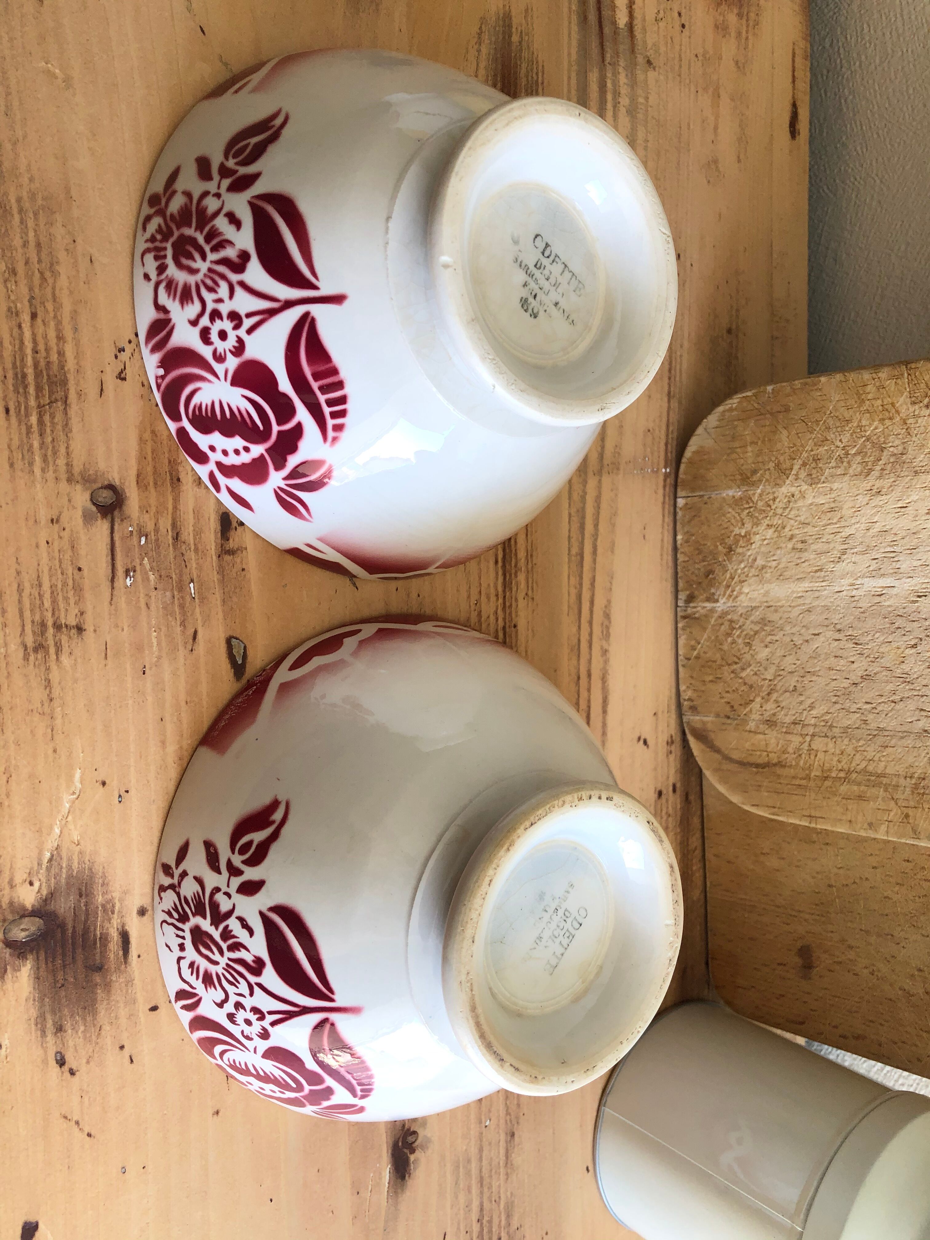 Pair of old Digoin bowls