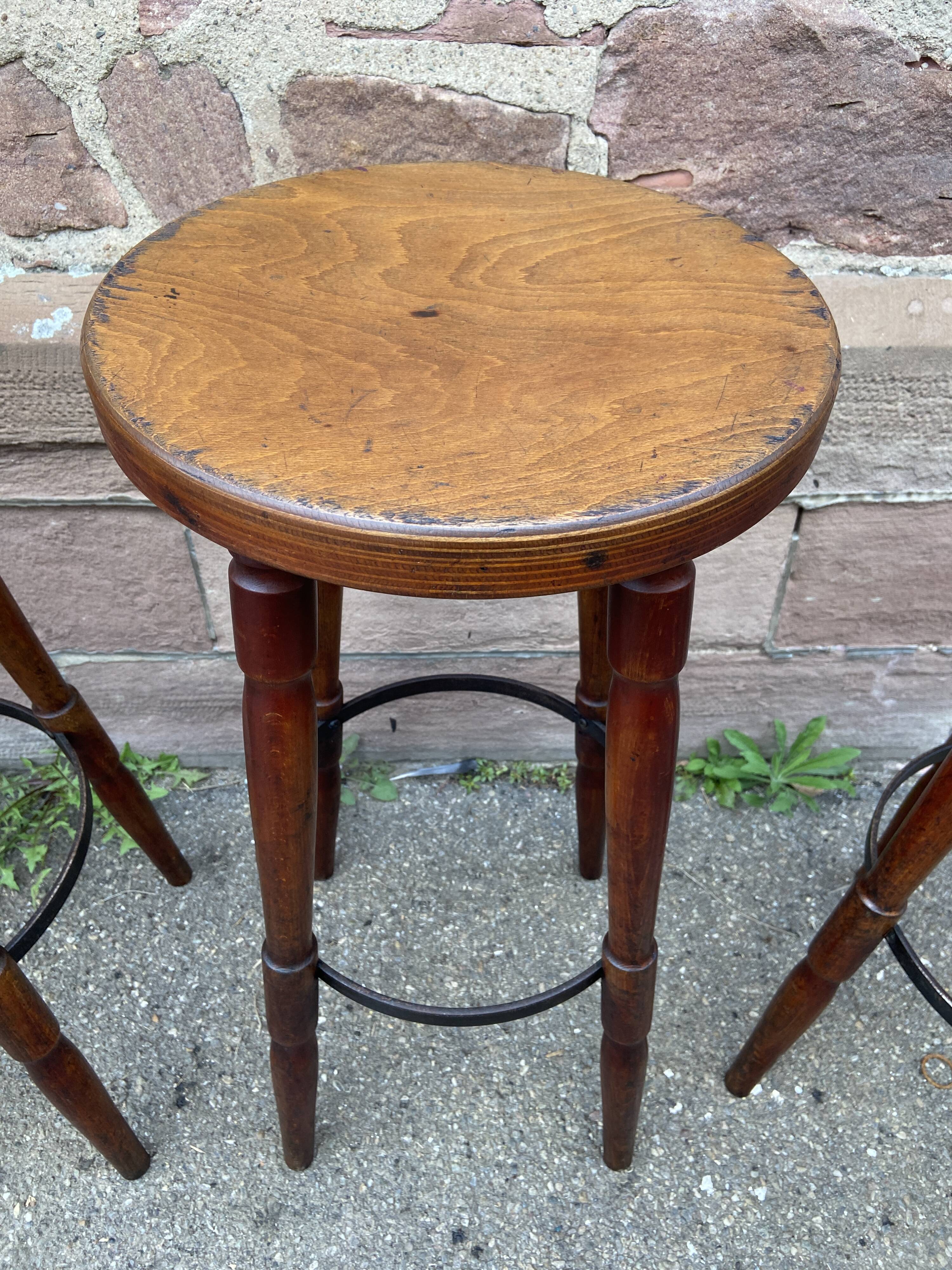 Set of 4 bar stools restaurant pub tavern bentwood art deco 1950-1960