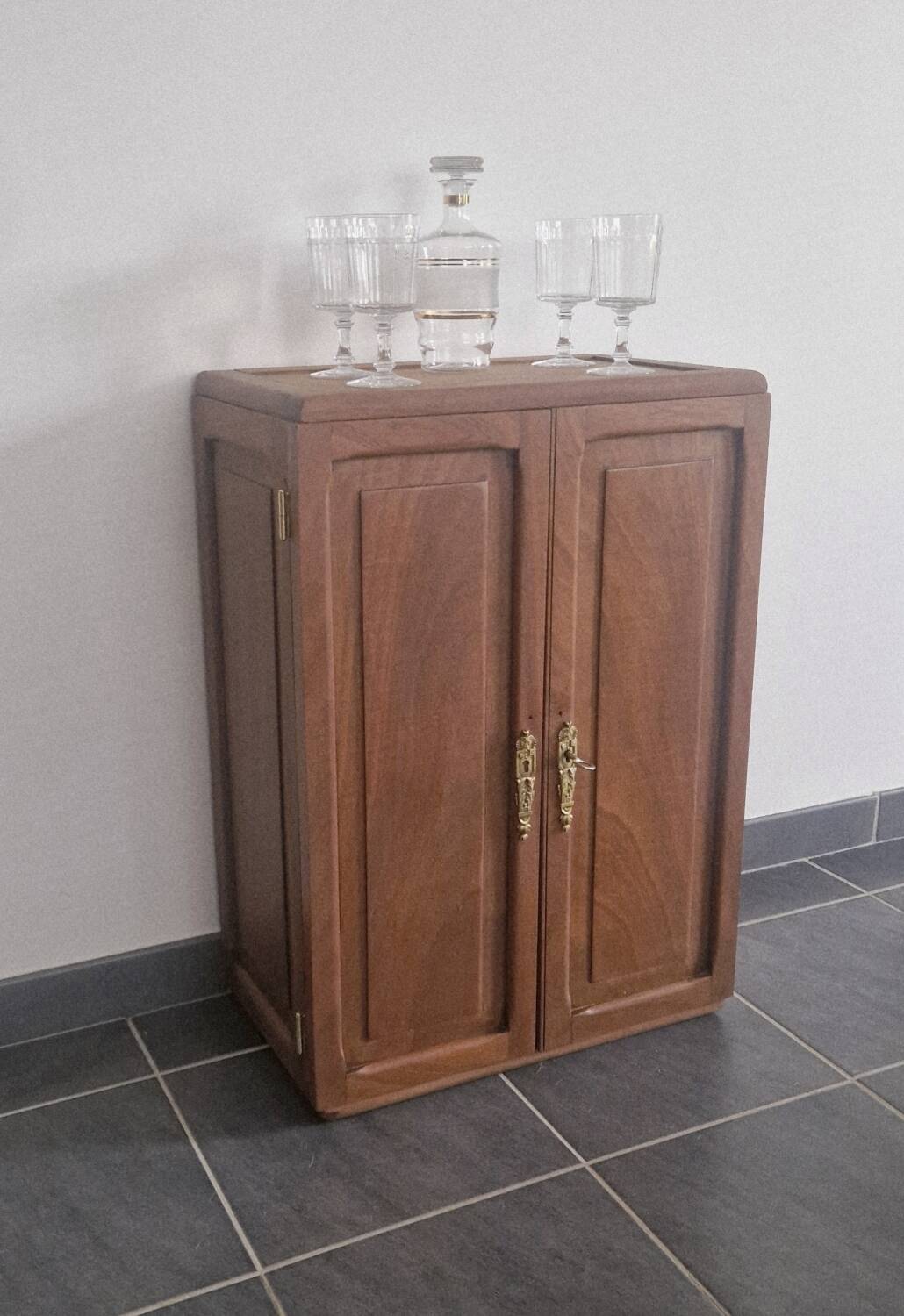 1950s handcrafted cabinet - Solid mahogany wood - Unique piece