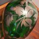 Murano glass alcohol bottle green & silver 1930s - 1940s.