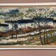 Large Original Swedish Oil on Panel – “Landscape with Houses and Trees” by Stig Hallblom – Signed – Vintage & Framed 90×59.5cm (35.4"×23.4")