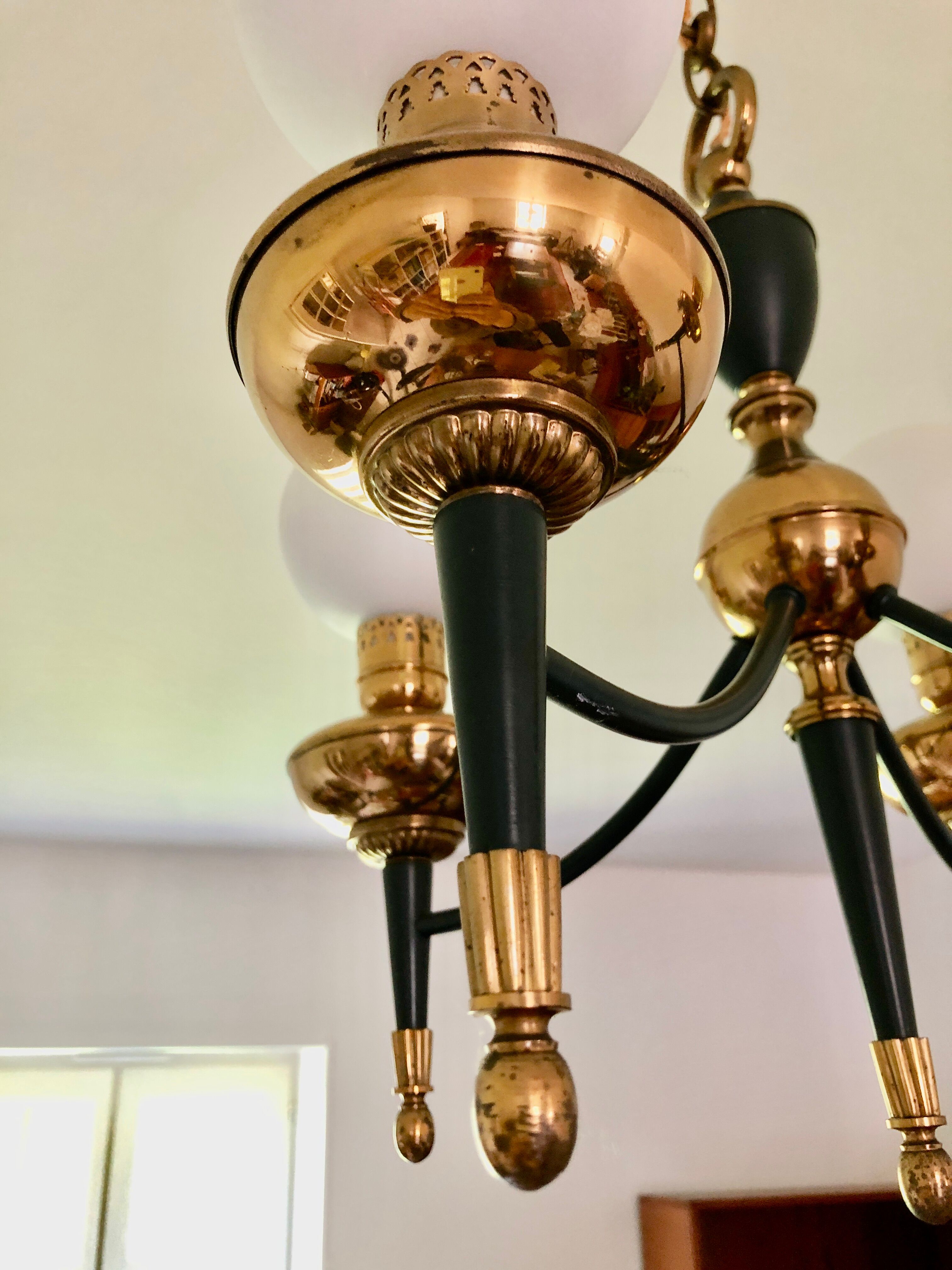 Green and gold directoire chandelier