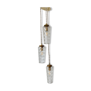 Suspension cascade trois - tulipes verre