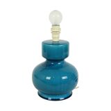 Italian Round Blue Ceramic Lamp Cracked 24cm