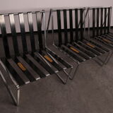 Set of 3 lounge chairs in black leather - model 024 - by Kho Liang Ie for Artifort - The Netherlands