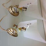 Pair of brass and perspex white /vintage 50-60s wall light