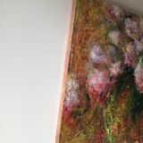 Table oil on wood roses signed Perret