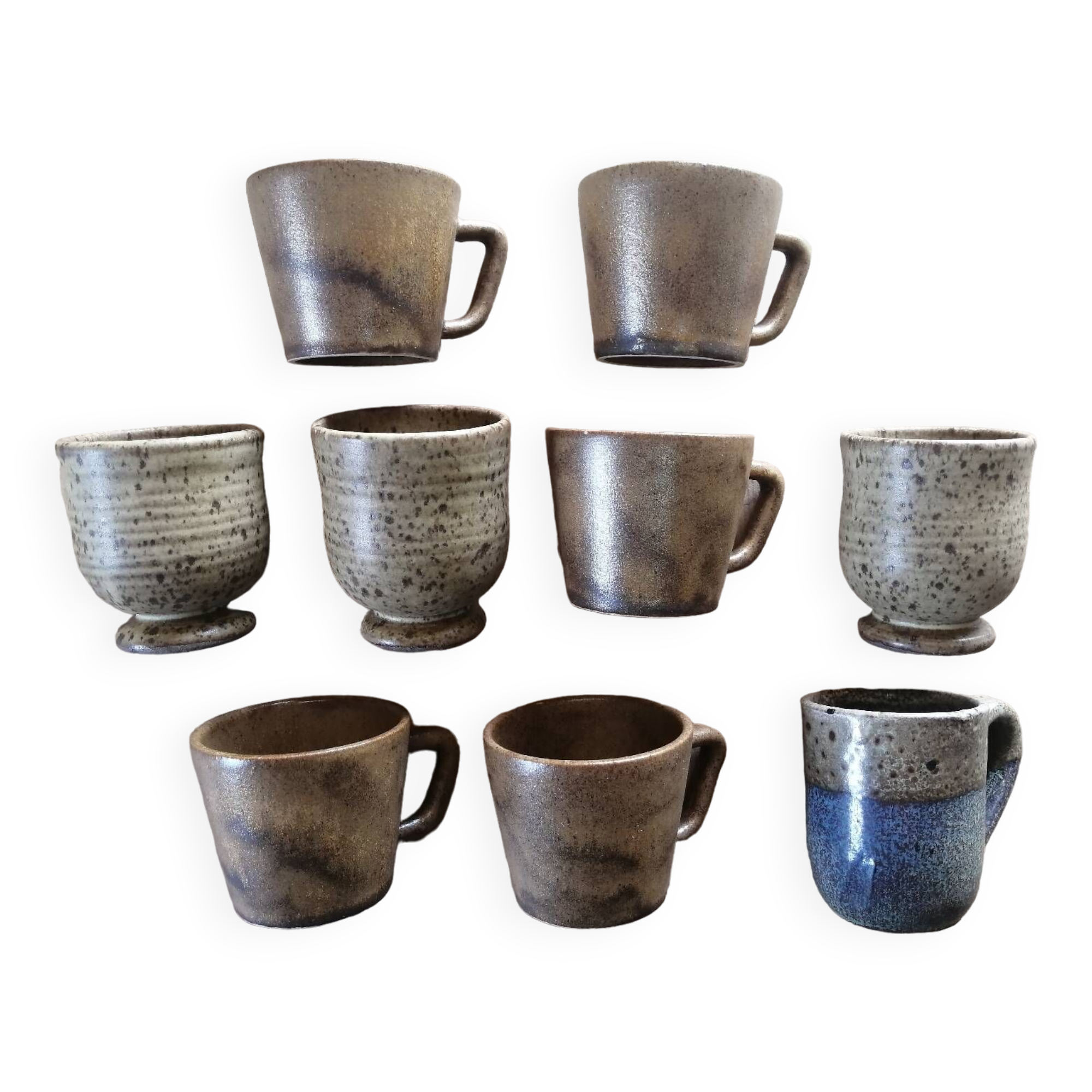 Set of 9 vintage stoneware coffee cups