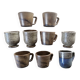 Lot de 9 tasses à café en grès vintage