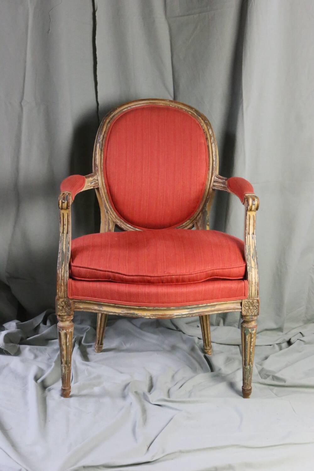 Louis XVI style cabriolet medallion armchair