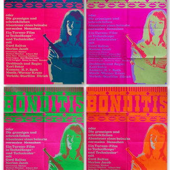 Set of 4 original posters of 1968 "Bonditis" - parody James Bond