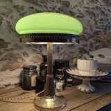 Antique Second Empire Napoleon III table lamp, 1870, brass and opaline glass