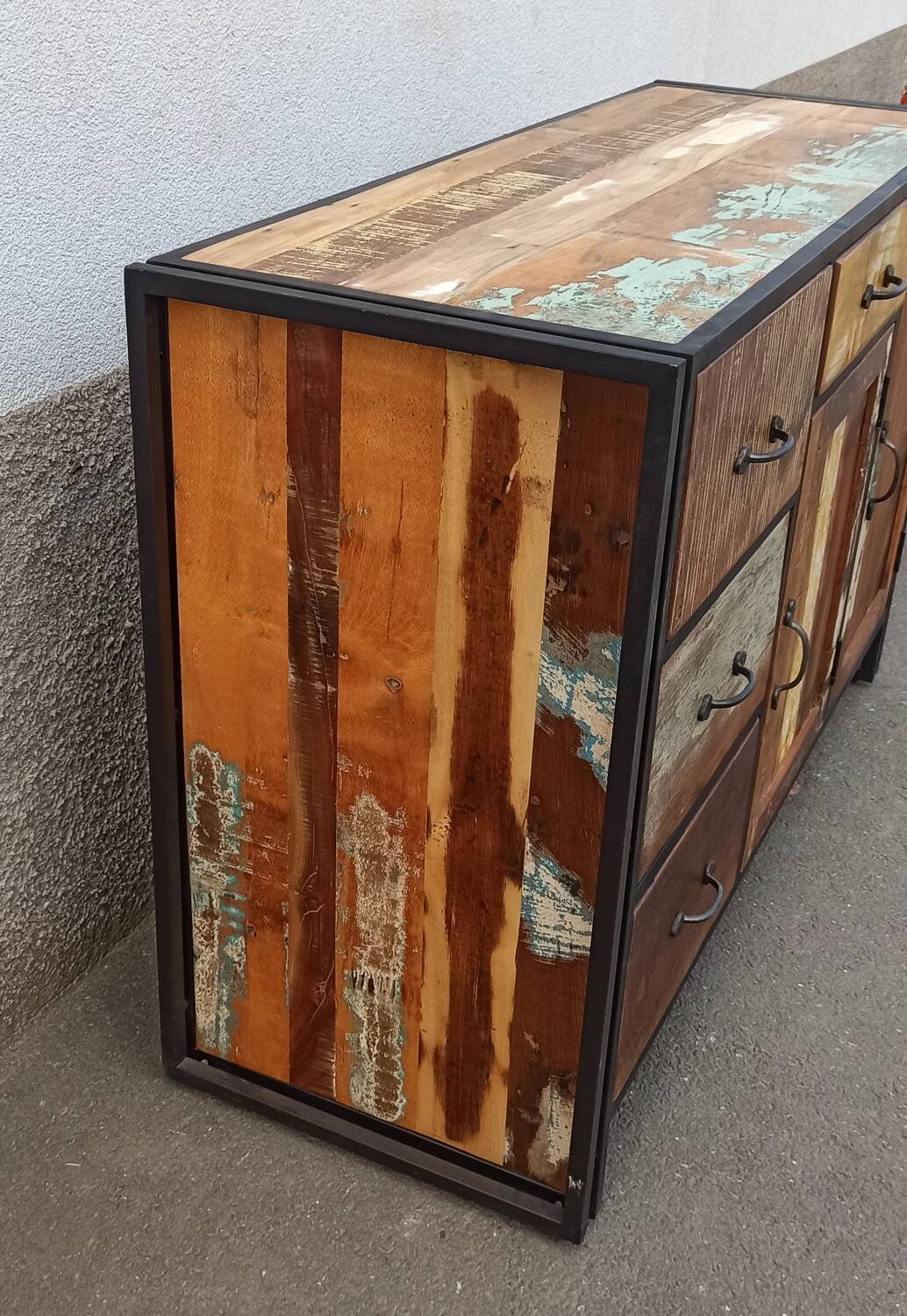 Colorful wooden sideboard