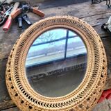 Miroir ovale en rotin