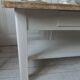 Coffee table made from a vintage table, pearl gray patina, wooden top.