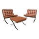 2x brand new original knoll barcelona relax + ottoman, venezia cognac leather