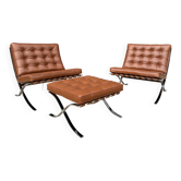 2x brand new original knoll barcelona relax + ottoman, venezia cognac cuir