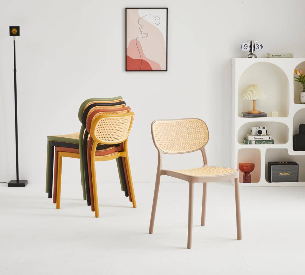 White chair with retro cane look