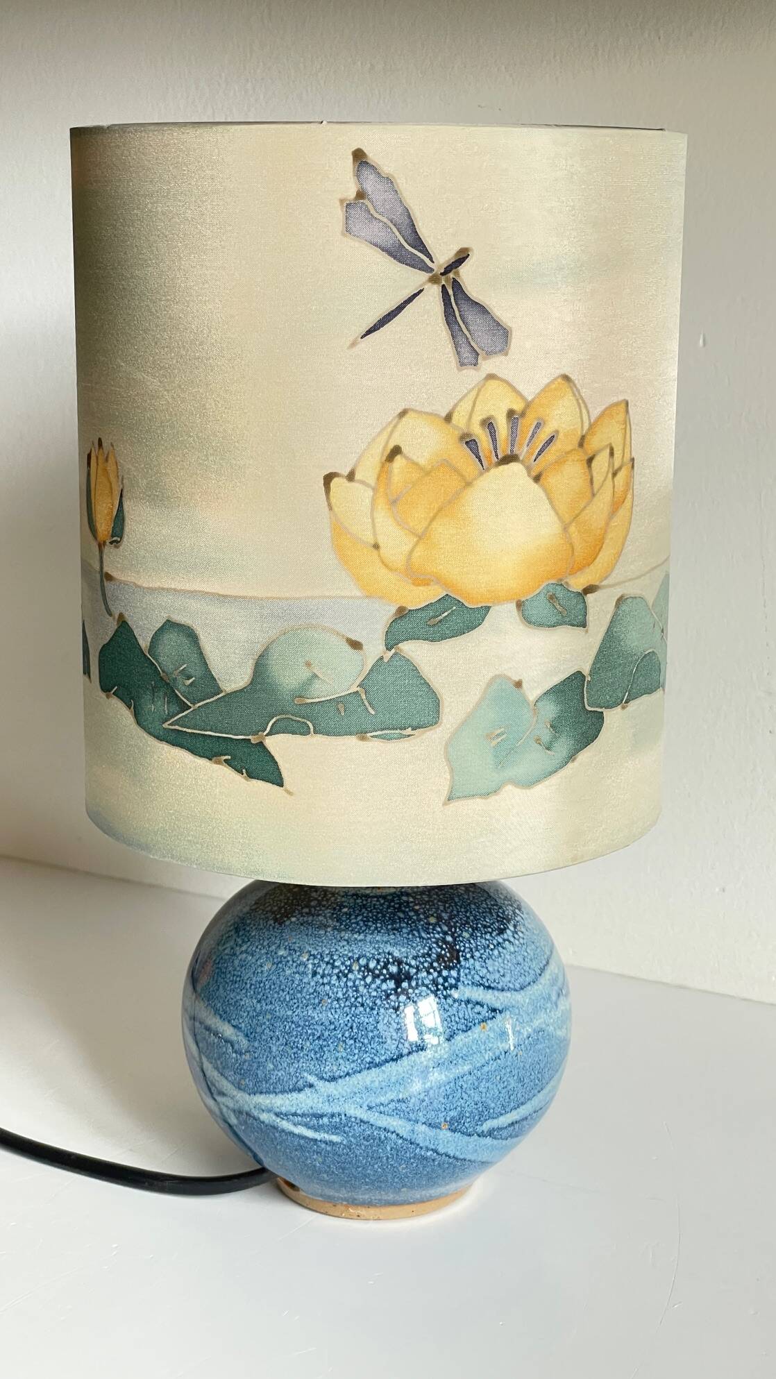 Vintage ceramic and silk ball lamp