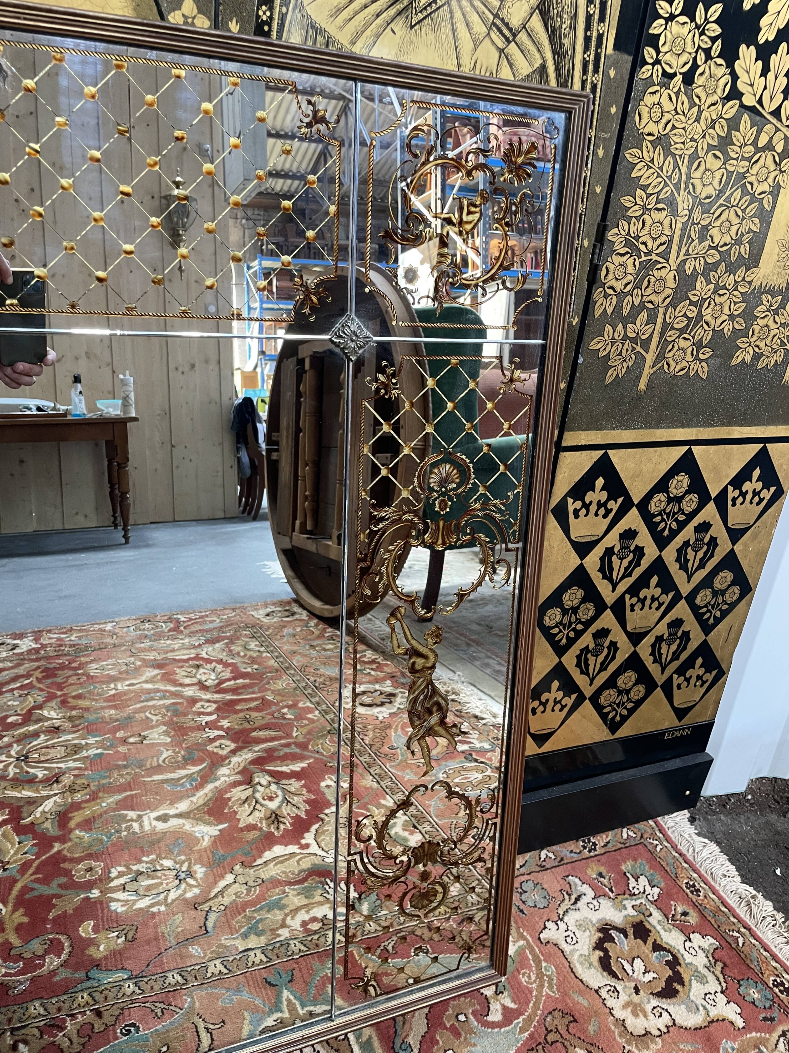 Brasserie mirror art nouveau style eglomised glass