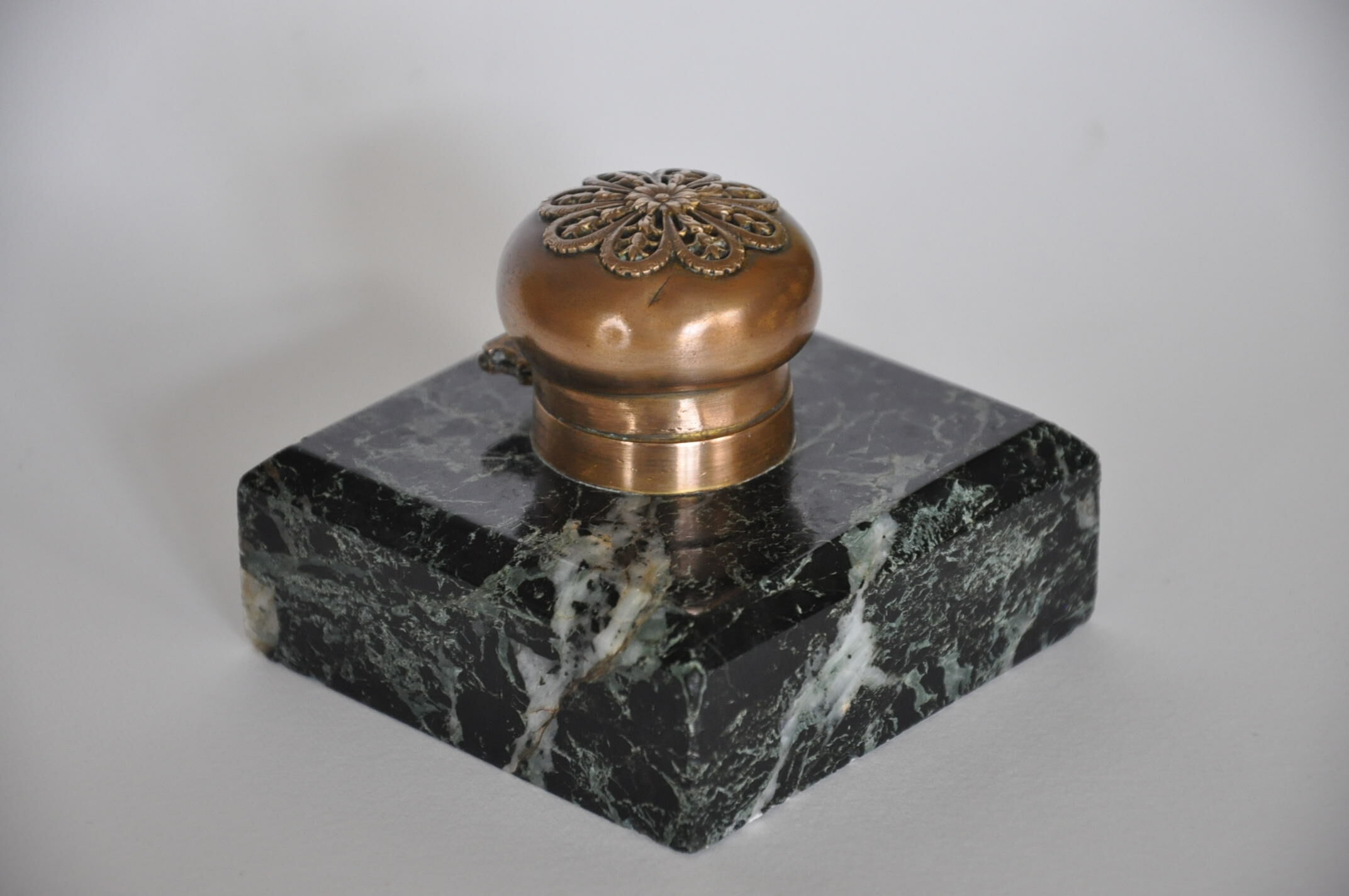 Encrier ancien marbre et bronze