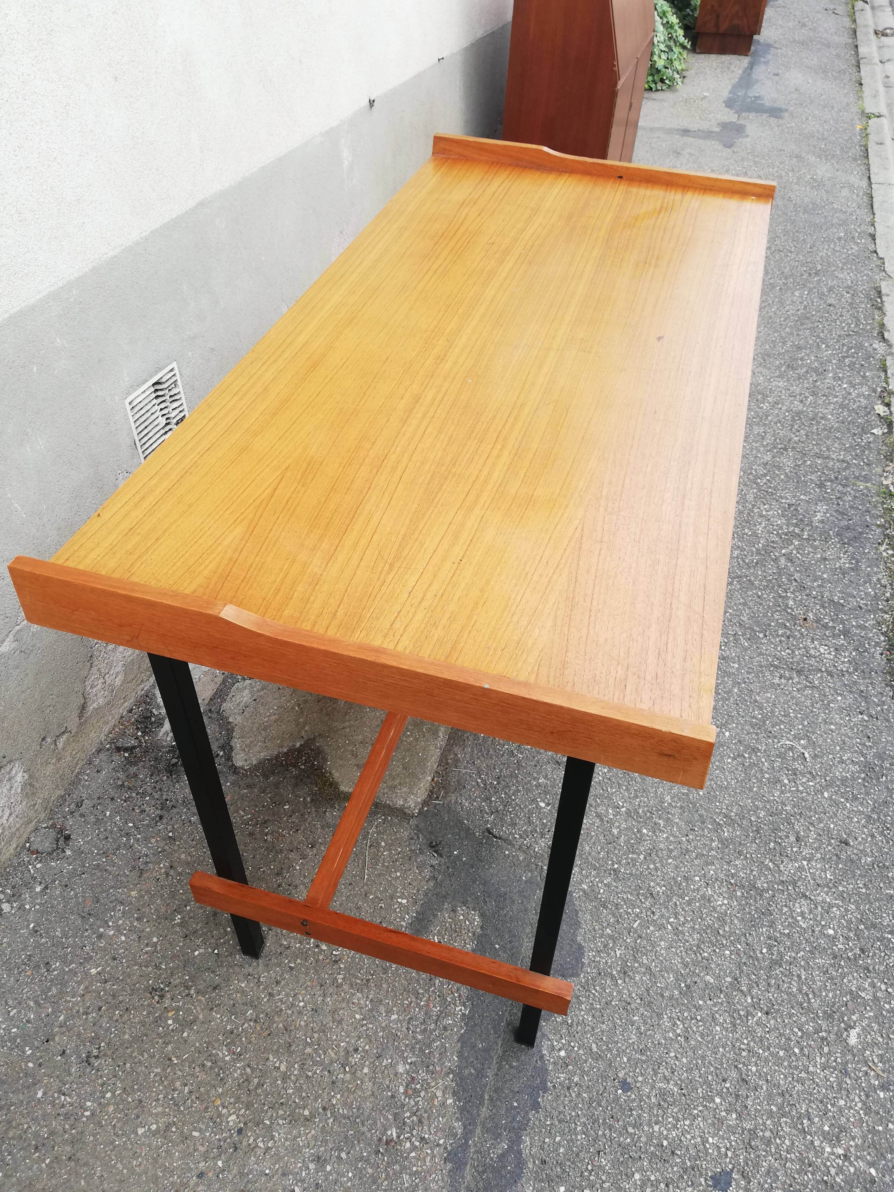 Bureau vintage métal et caisson bois