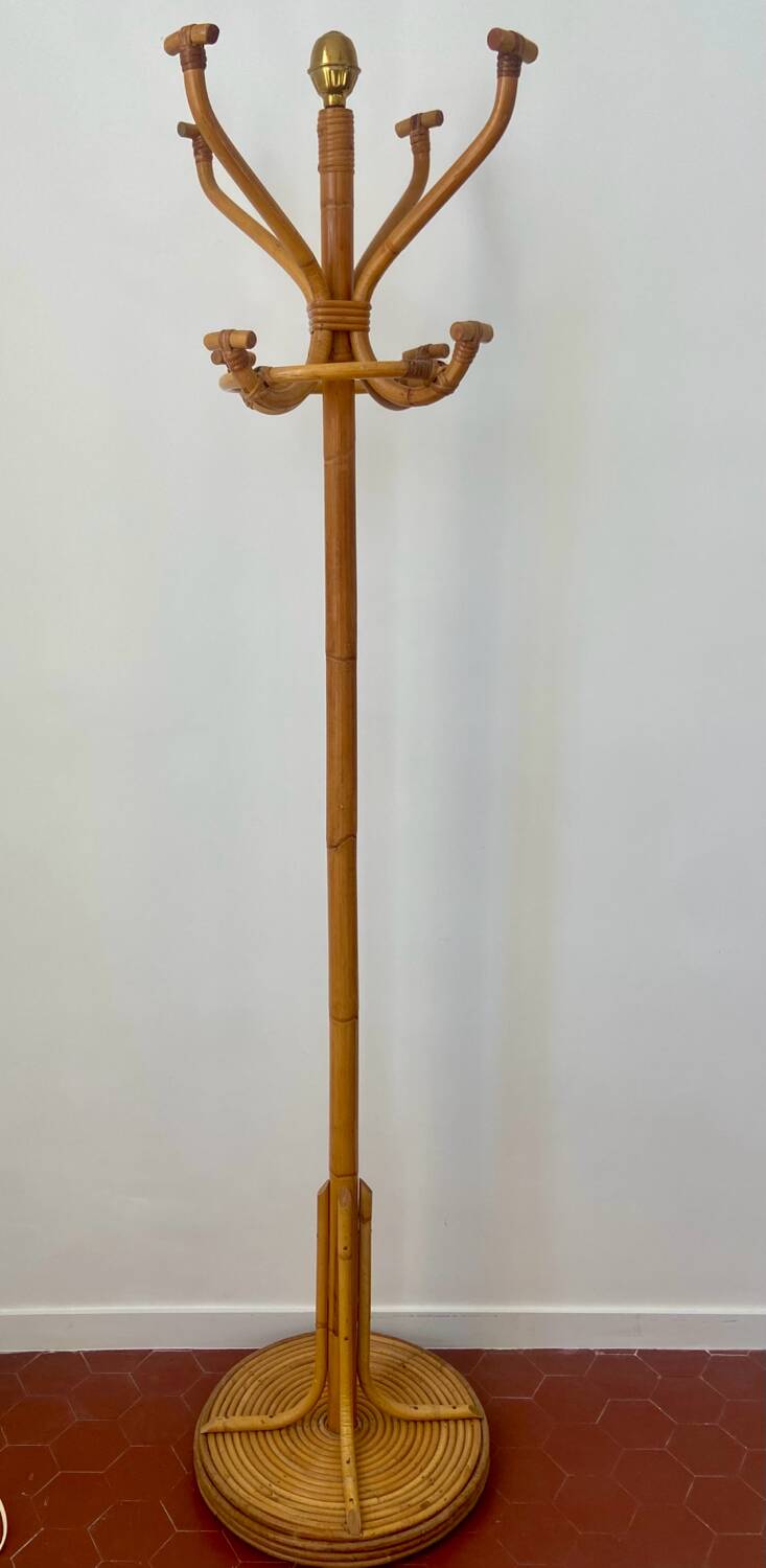 Vintage Rattan Parrot Coat Rack