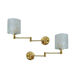 Pair of vintage scandinavian wall lamps 60 years white brass opaline