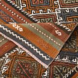 3x9 Red Green Persian Kilim Runner Rug, 81x279Cm