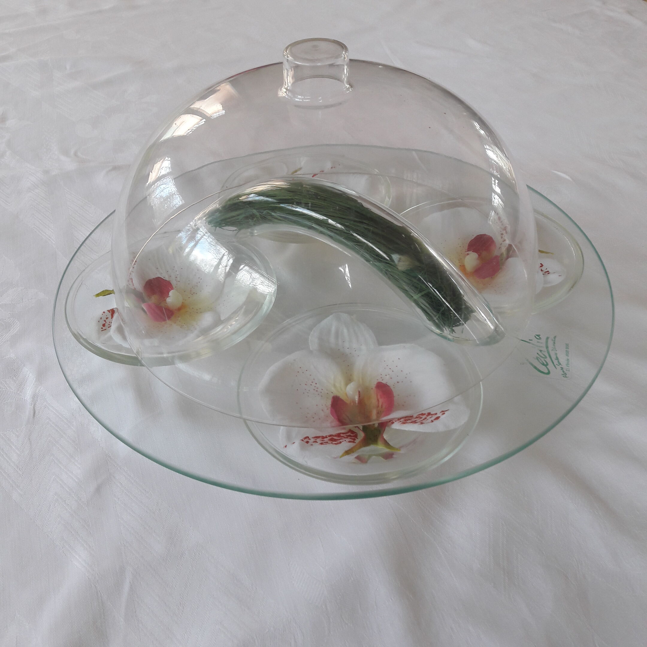 Cheese platter glass decoration orchids