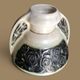 Earthenware ear vase with crackled glaze, Art Deco - Black roses