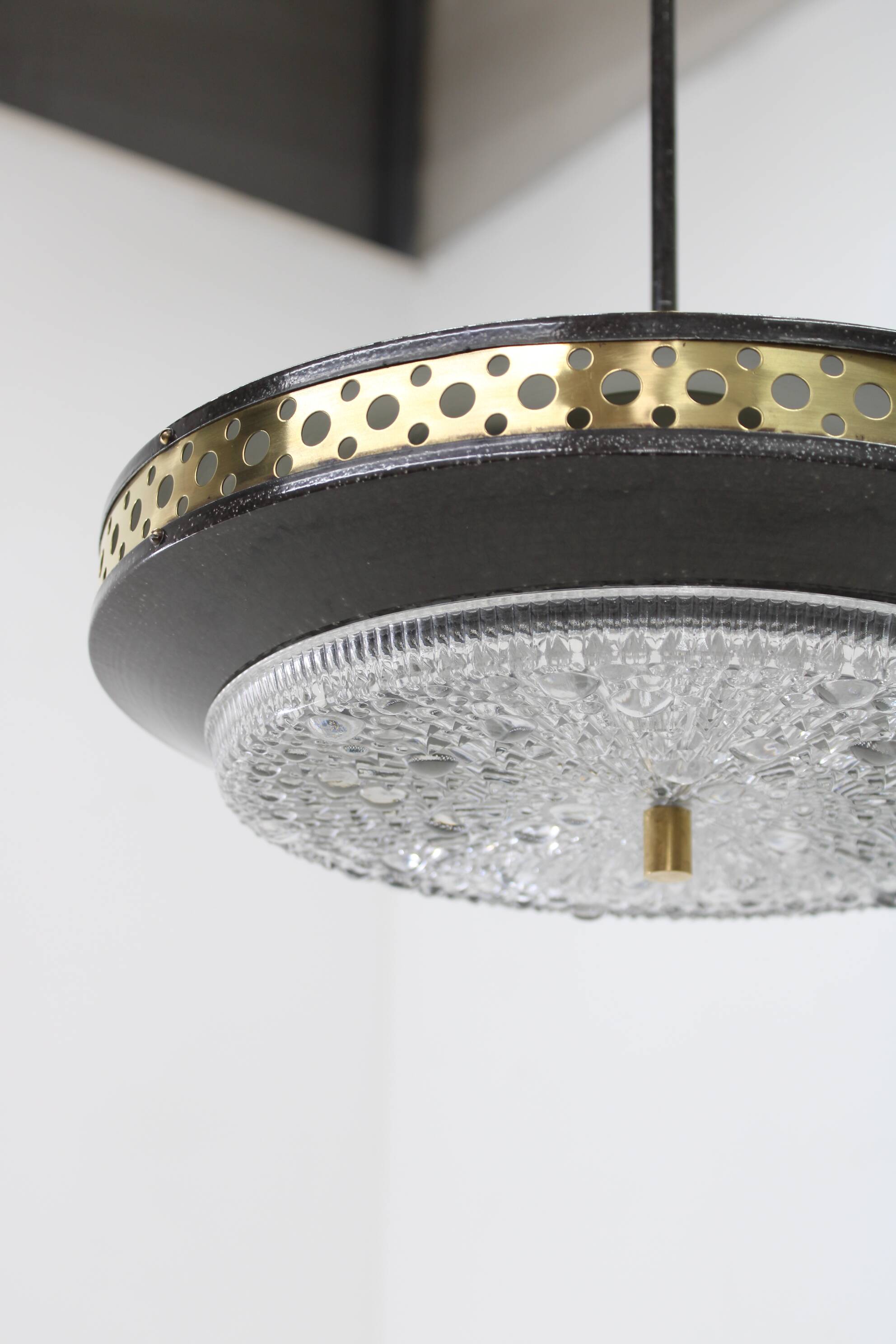 1970s black space age metal pendant by ludib bratislava, czechoslovakia
