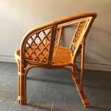 Bamboo and rattan bench and armchair